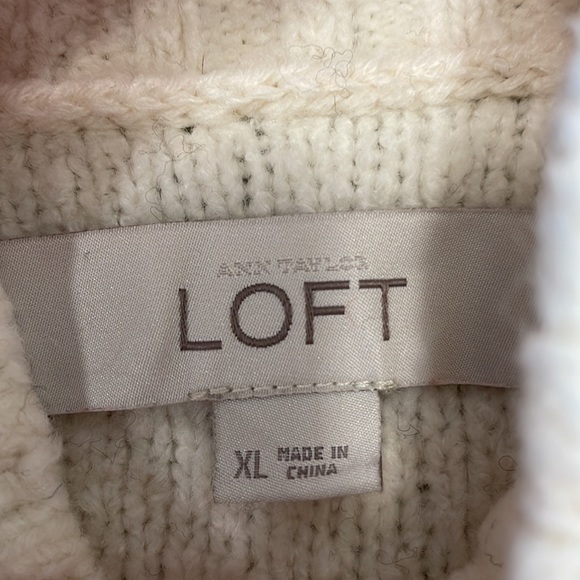 LOFT White Turtleneck Sweater with Fringe Design - Picture 7 of 8